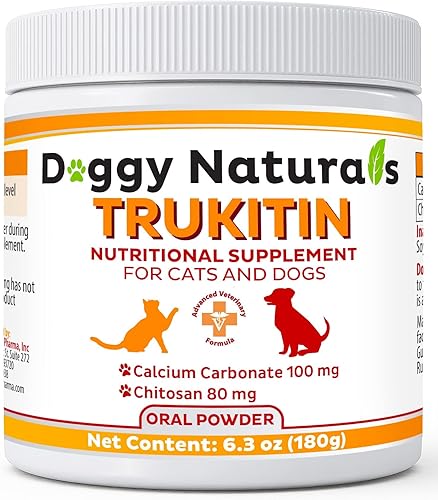 Trukitin - Carpeta de fosfato a base de quitosina para gatos y perros, ingredientes naturales de grado humano para suplemento de apoyo renal con
