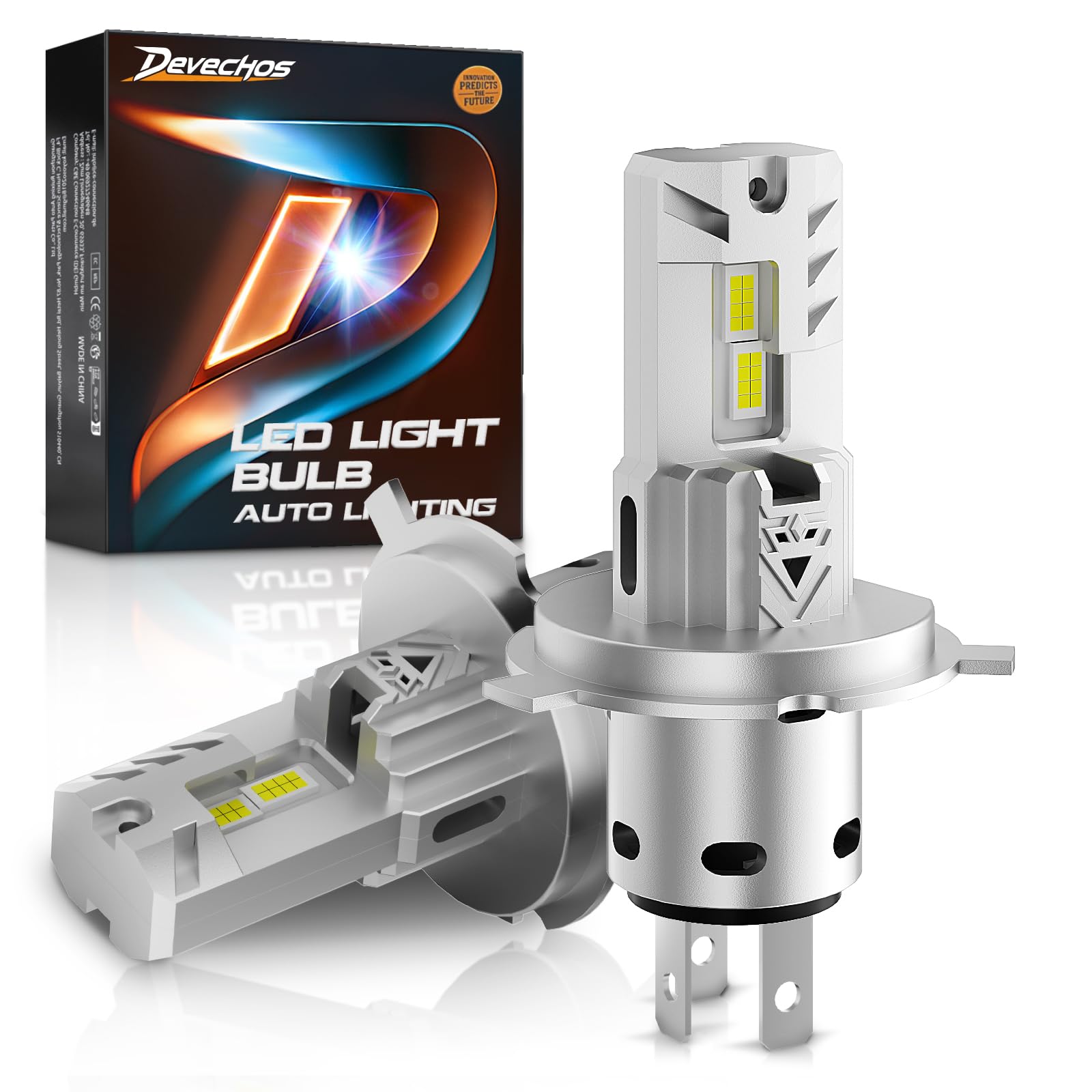 H4 LED 6000K Blanc - Kit de Conversion 9003/HB2, 20000LM 100W