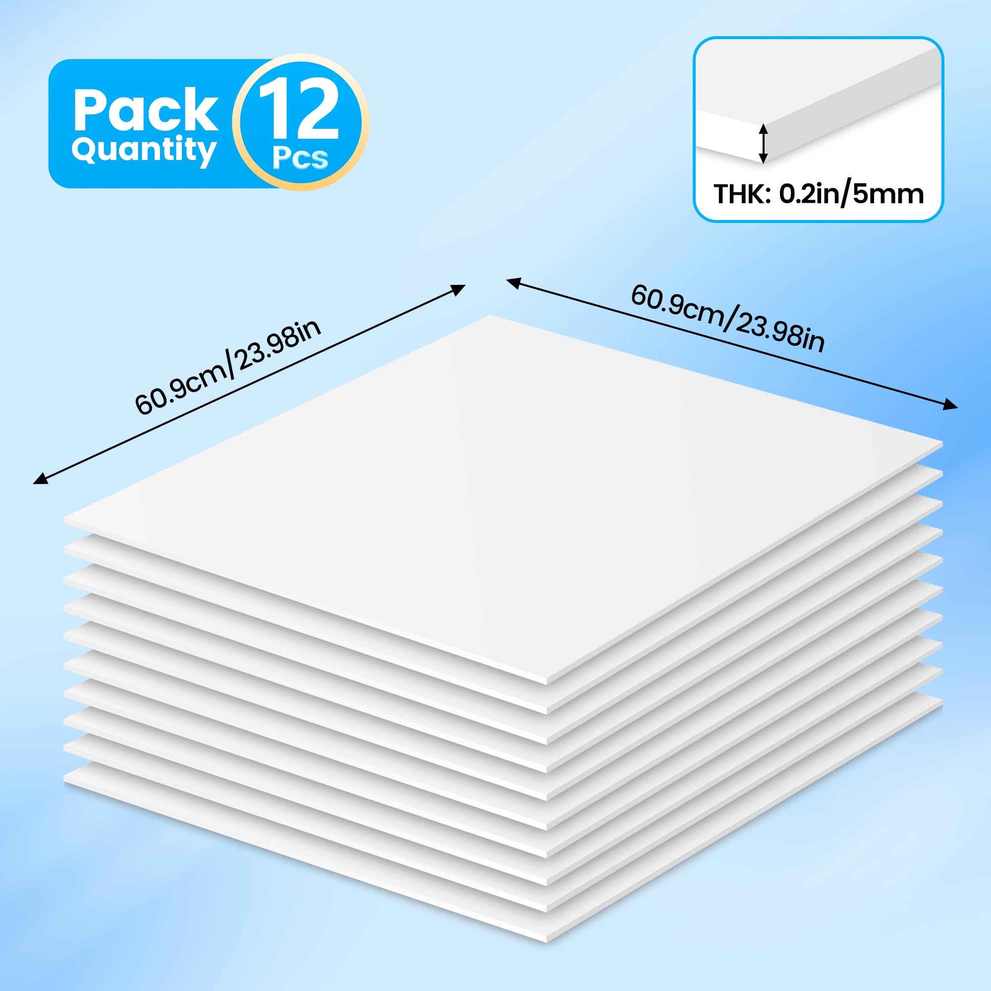 WOEden Płytki sufitowe, 12 szt. płytek sufitowych, 6 m x 0,6 m, osłona panelu PCW, 5 mm, wodoodporna, nadająca się do prania i ognioodporna, 96 m2 – biała (biała, 5 x 5 m)