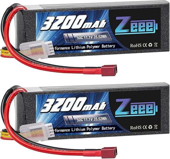 Zeee 3S LiPo RC Accu 11.1V 50C 5200mAh Batterij met Deans T-connector voor RC-auto, RC-vliegtuig, RC-helikopter, RC-hobby (2 packs