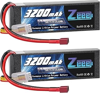 Zeee 11.1V 3200mAh 3S Lipo Battery 50C Soft Case Battery with Deans T Connector for RC Airplane RC Helicopter RC Car RC Truck RC Boat UAV Drone FPV(2 Pack)