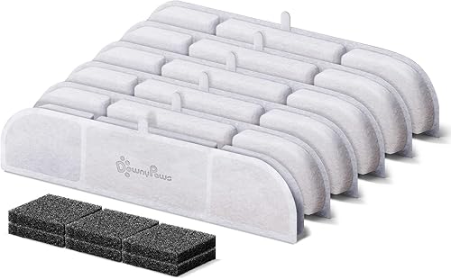 DownyPaws Paquete de 6 filtros de repuesto para fuente de agua para gatos funciona con pilas, DPWFP6, juego de filtros de repuesto de 3 meses