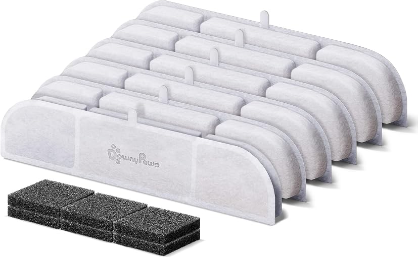 DownyPaws 6 Packs Replacement Filters for Battery Operated Cat Water Fountain DPWFP6, 3 Months Set of Replacement Filters