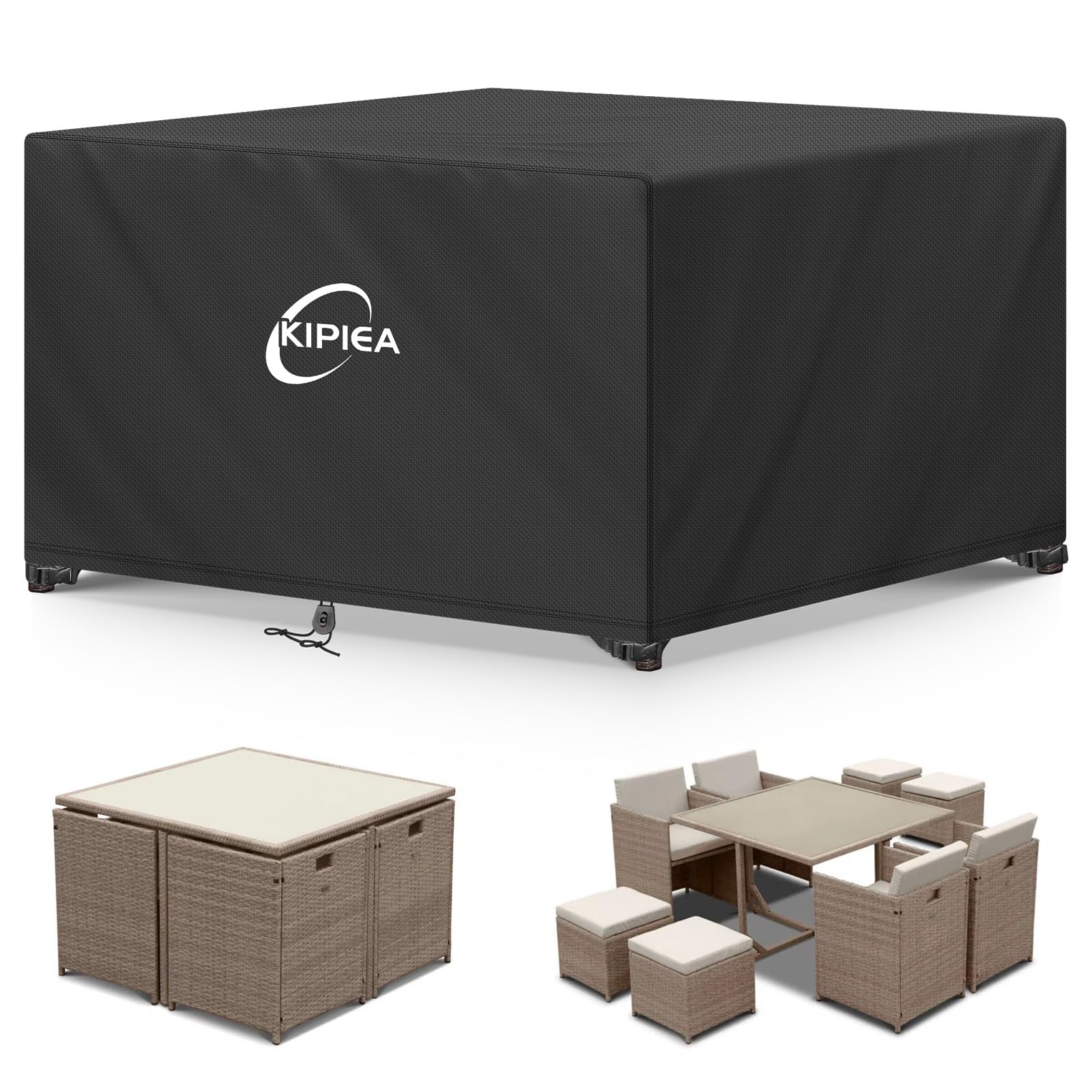 Kipiea Patio Furniture Covers Waterproof Winter, Heavy-Duty 420D Outdoor Patio Table Set Covers, Rectangular Outdoor Sectional Couch Covers (78" L x 58" W x 28" H) — view 17