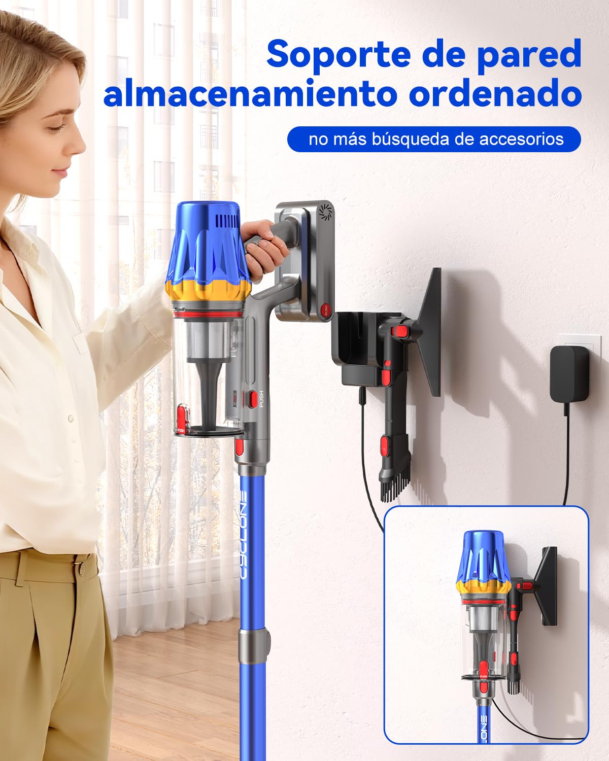H9 Aspiradora Sin Cable, Aspiradora Potente 58Kpa/650W, 90Min Autonomía, Pantalla Táctil LED, Autoportante, Cepillo Antienredos para Suelos/Alfombras/Pelo de Mascotas, Azul