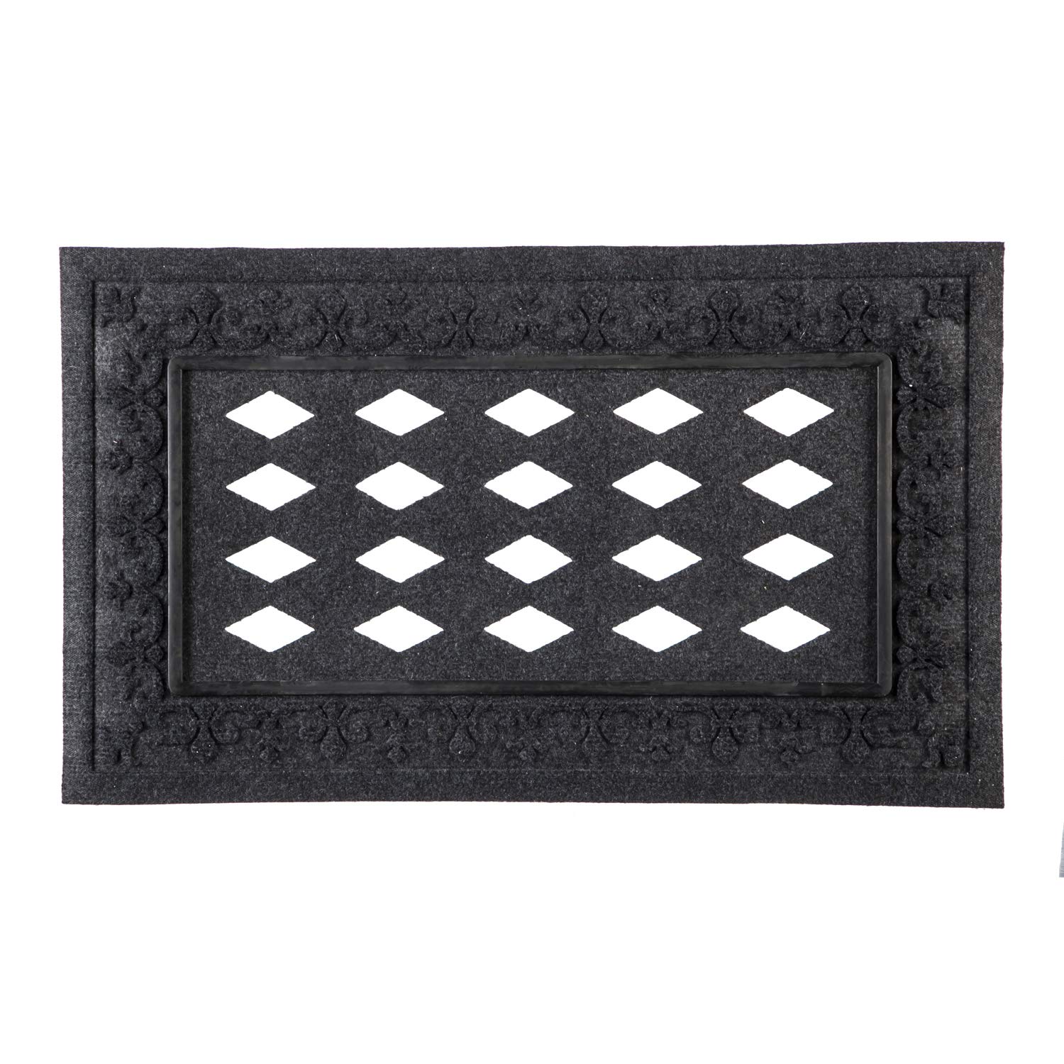 evergreen flag beautiful embossed fleur de lis durable sassafras welcome mat tray - 32 x 20 inches fade and weather resistant outdoor doormat tray for homes, yards and gardens