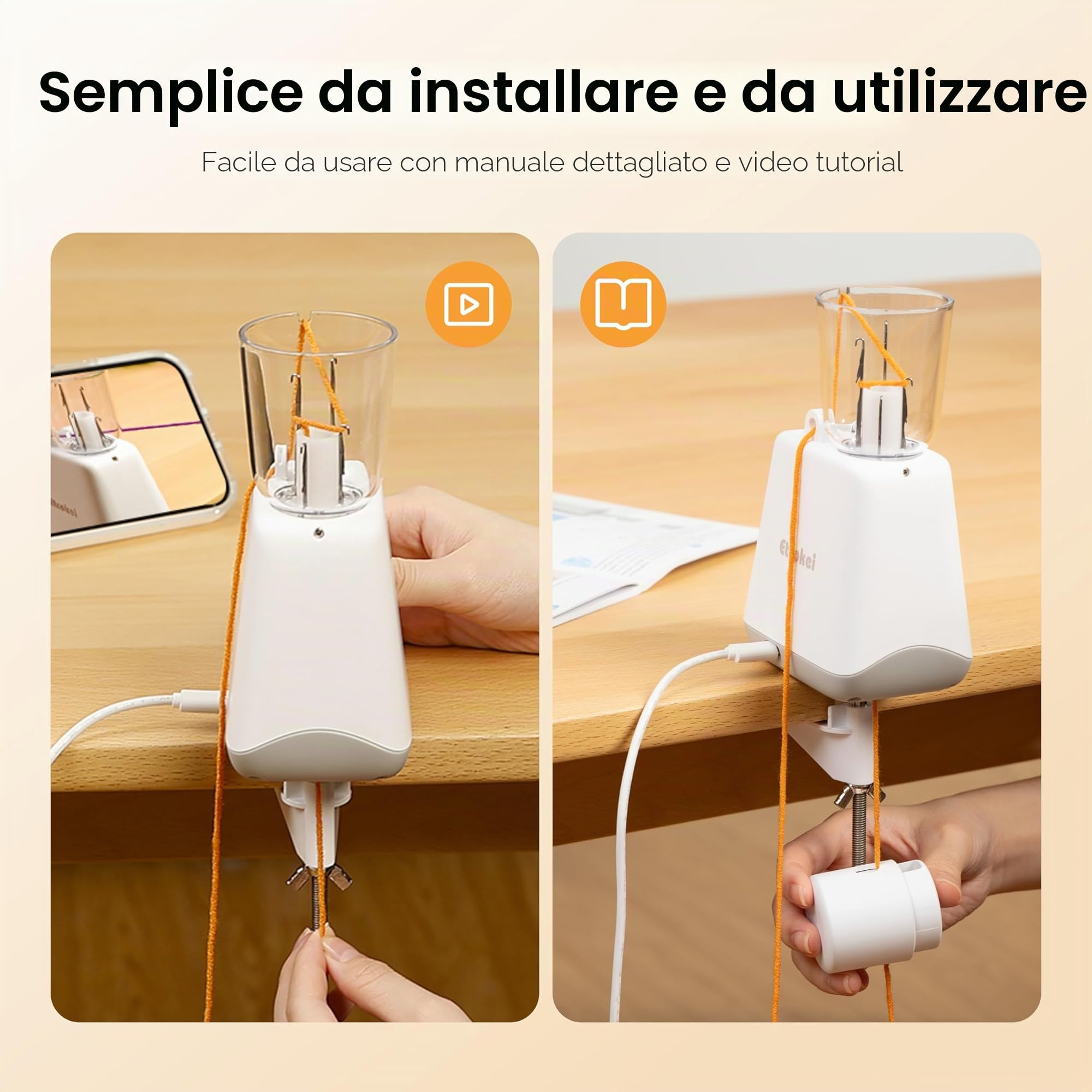 Etcokei Stickkvarn, macchina da cucito elettrica, produzione automatica di fili per maglieria per un efficace fai-da-te in un batter d'occhio, perfetto per progetti creativi (bianco)
