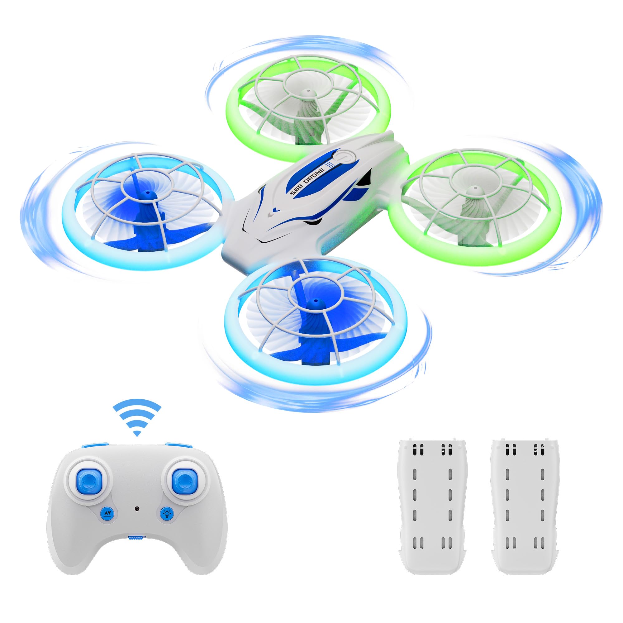 Ridge's Puddle Drohne für Kinder Geschenke - Mini Drone LED Lichter Ferngesteuerte Quadcopter Spielzeug ab 6 7 8 9 10 Jahre für Jungen Mädchen Anfänger 2 Akkus