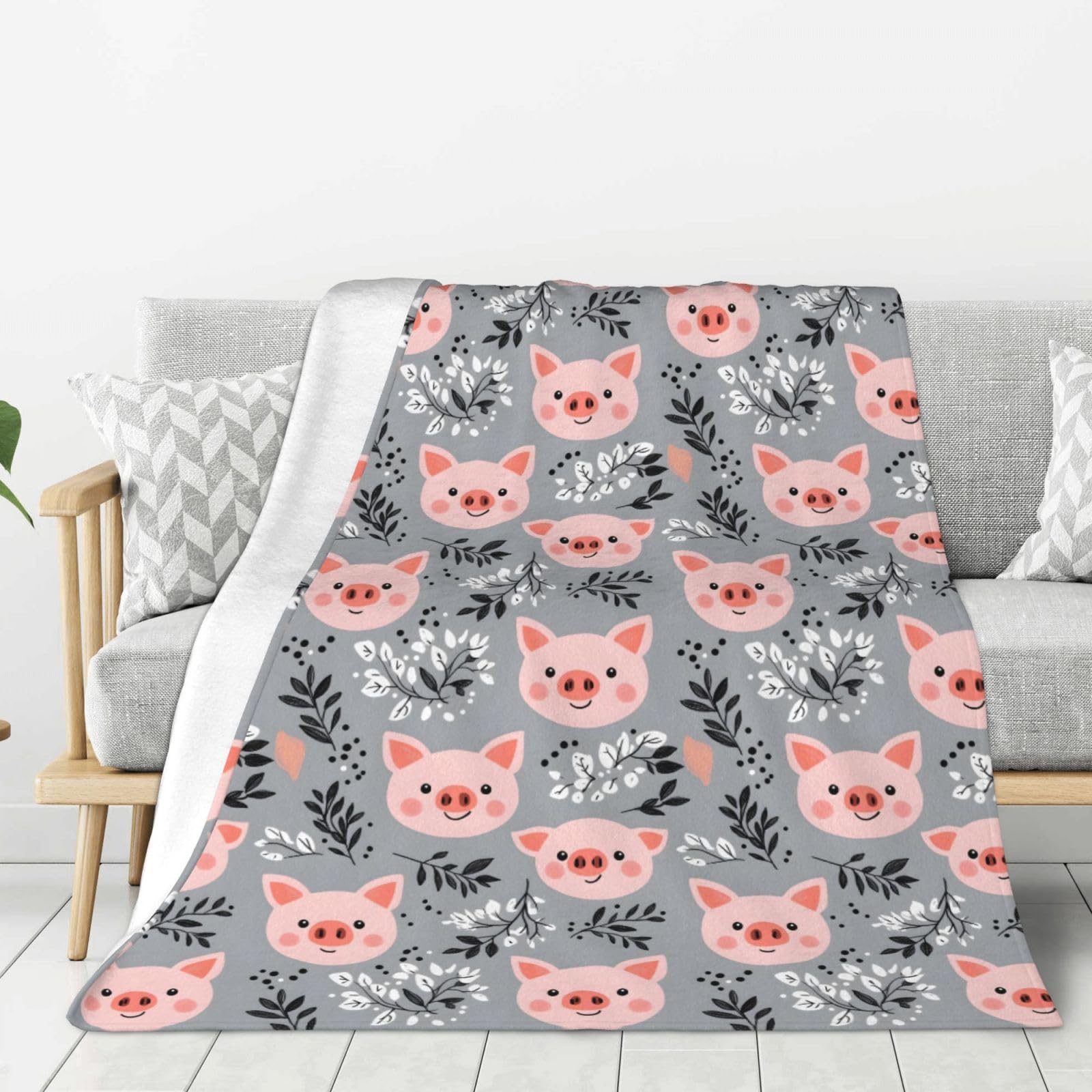 Couverture cochon rose légère contre le froid : fini les nuits fraîches sur votre lit ou canapé