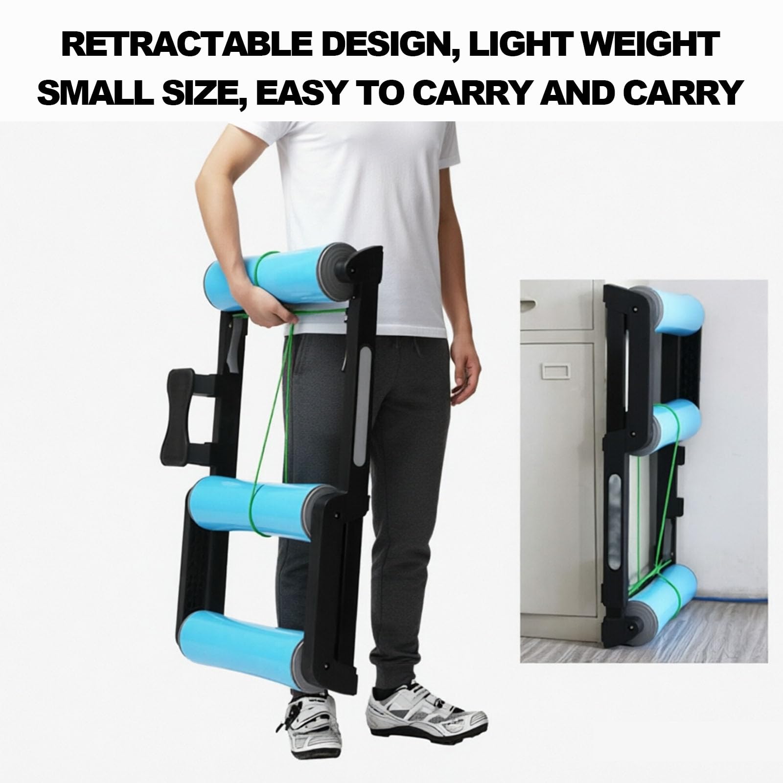 Entrenador De Bicicleta Plegable - Rodillos para Bicicleta, Máquina De Ejercicios De Resistencia, Plataforma Antideslizante para Los Pies, para Ciclismo De Montaña Y De Carretera, Estación De