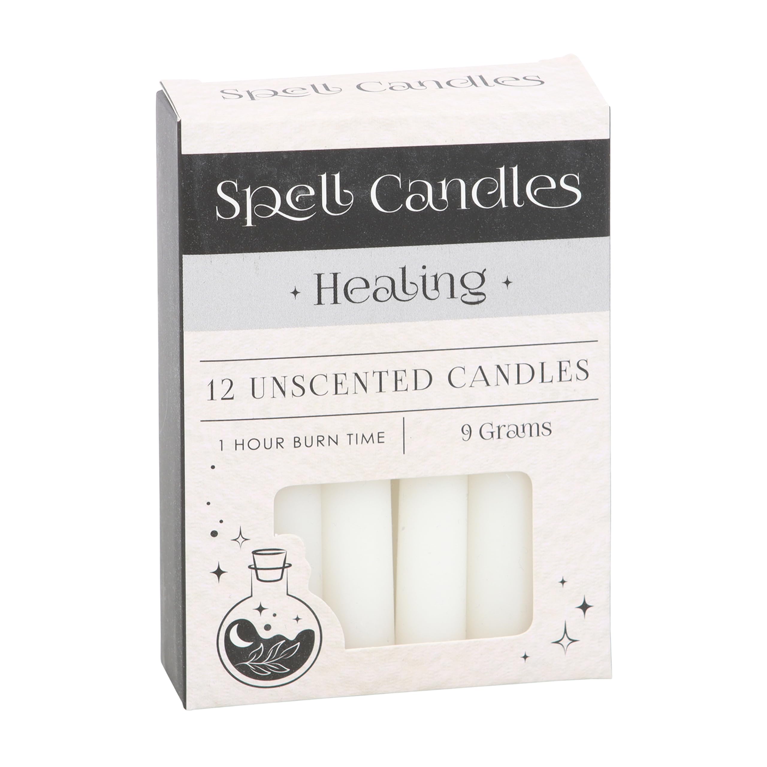 Set of 12 Healing Spell Candles - White Ritual Candle Magic Supplies for Herbal Magick, Protection, and Something Different