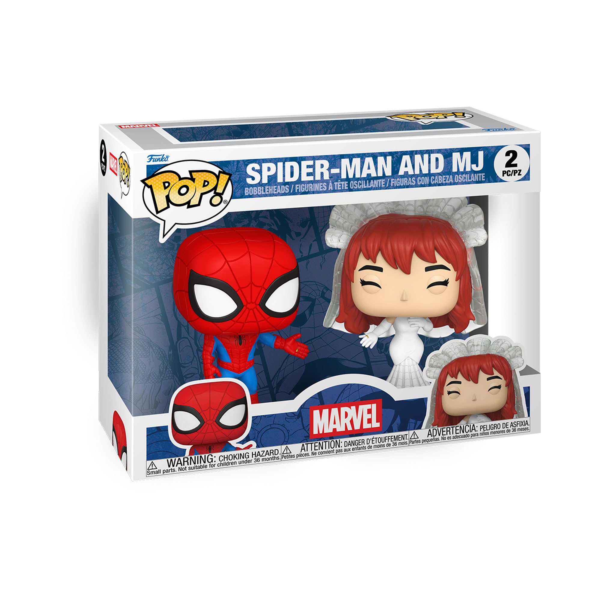 Funko POP! Marvel: Superhero Couples, Spider-Man & MJ, 2 Pack, Marvel Comics, Collectable Vinyl Figure, Gift Idea