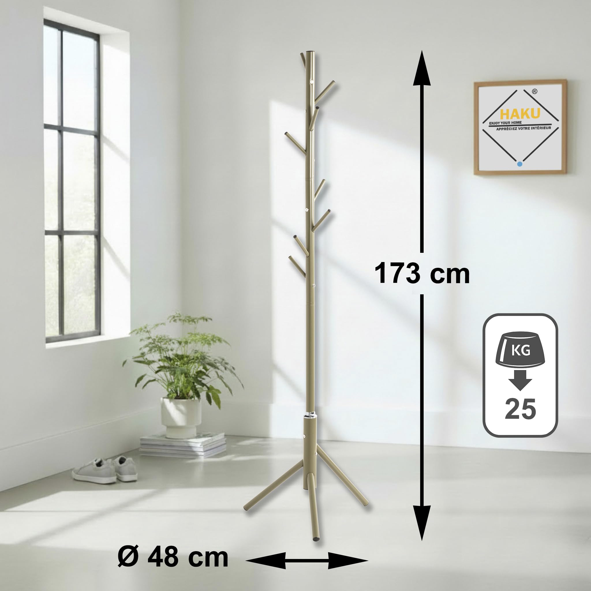 HAKU Appendiabiti verde, metallo - Dim. A 173 cm x Ø 48 cm, Stile Tradizionale
