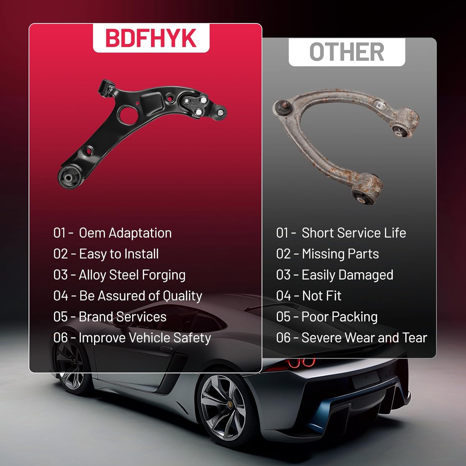 BDFHYK 6PCS Front Lower Control Arms,with Ball Joint Tie Rod End Compatible with Hyundai Azera 2012-2014, Sonata 2011-2013, Compatible with Kia Cadenza 2014-2016, Optima 2011-2015 for K622825, K622826