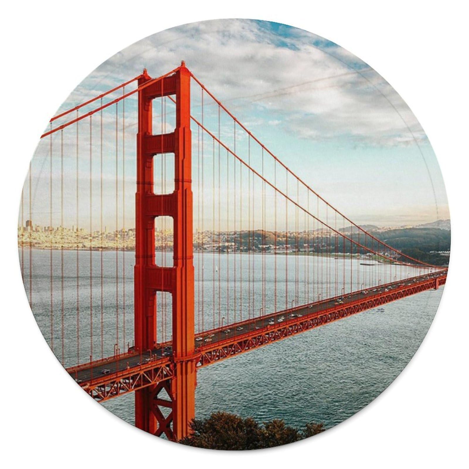 Couverture ronde Golden Gate Bridge flanelle contre le froid nomade