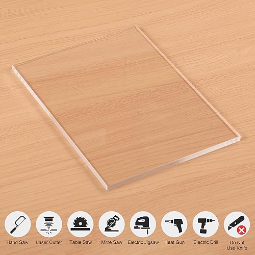 Miniatura 5 de Hoja de Acrílico Transparente 18" x 24" x 14" de Grosor (6mm) Panel de Plexiglás Fundido para Proyectos de Artesanía, Señalización, Corte Láser,