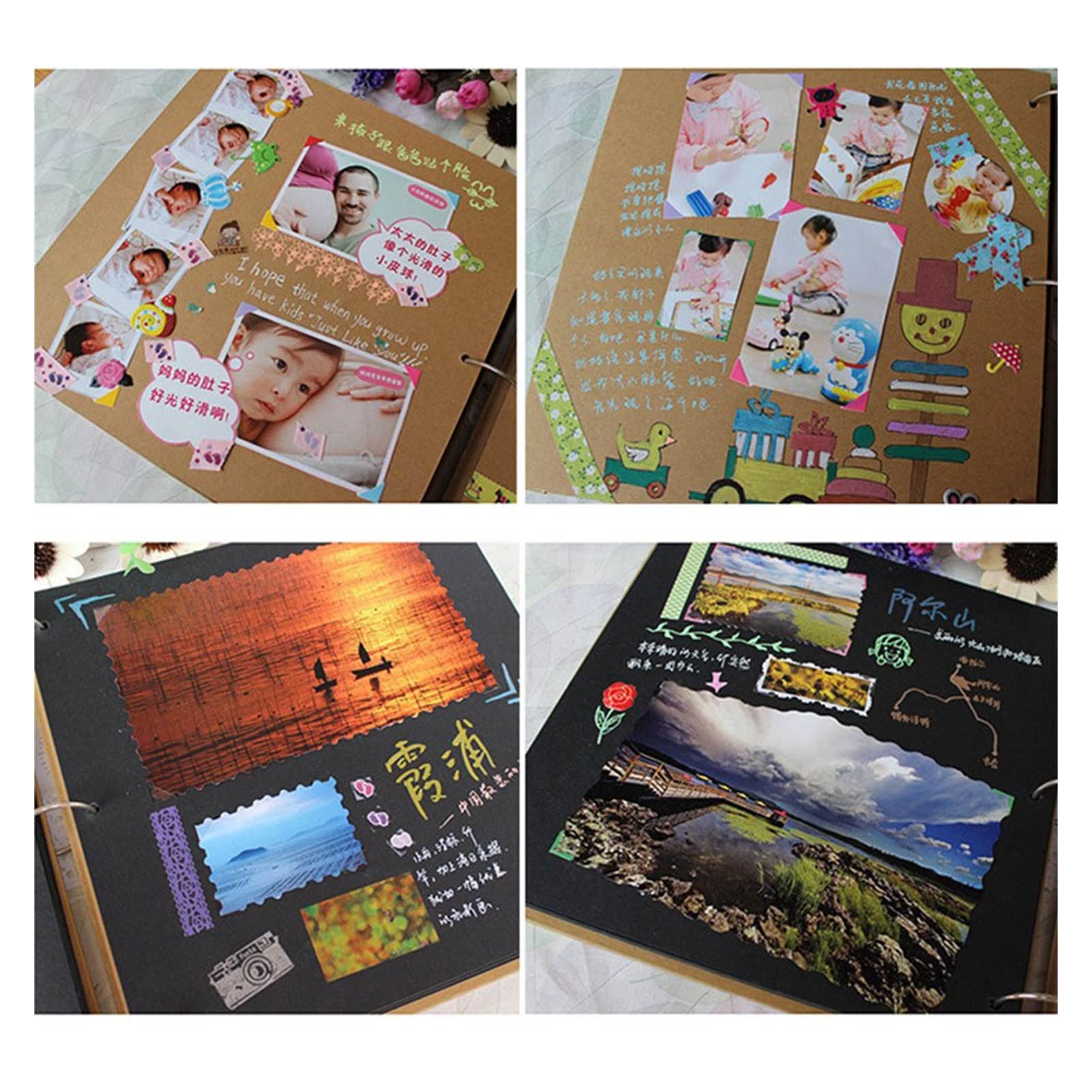Album fotograficzny do samodzielnego wykonania walentynki dla dzieci kochanków rocznica album na zdjęcia urodziny 22 * 16 cm album na zdjęcia czarna strona 20 cm drewniany album do scrapbookingu rodzinne albumy fotograficzne (kolor: 6)
