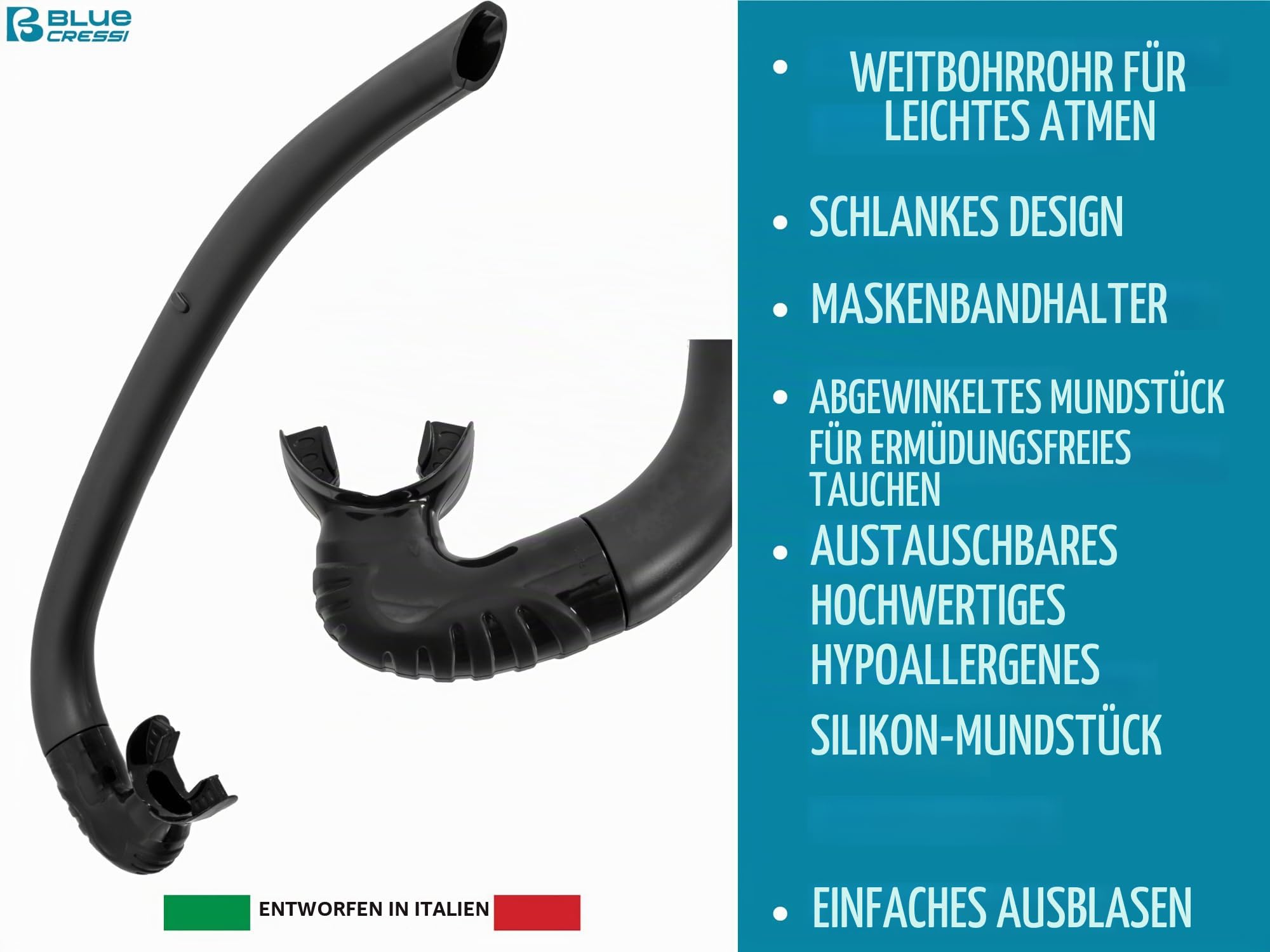 Cressi seit 1946 - Nautilus Combo - Maske Force Polycarbonat Gläsern + Schnorchel Vibe TPR Schlauch Silikon Mundstück Schnorcheln Schwimmen Wasseroberfläche
