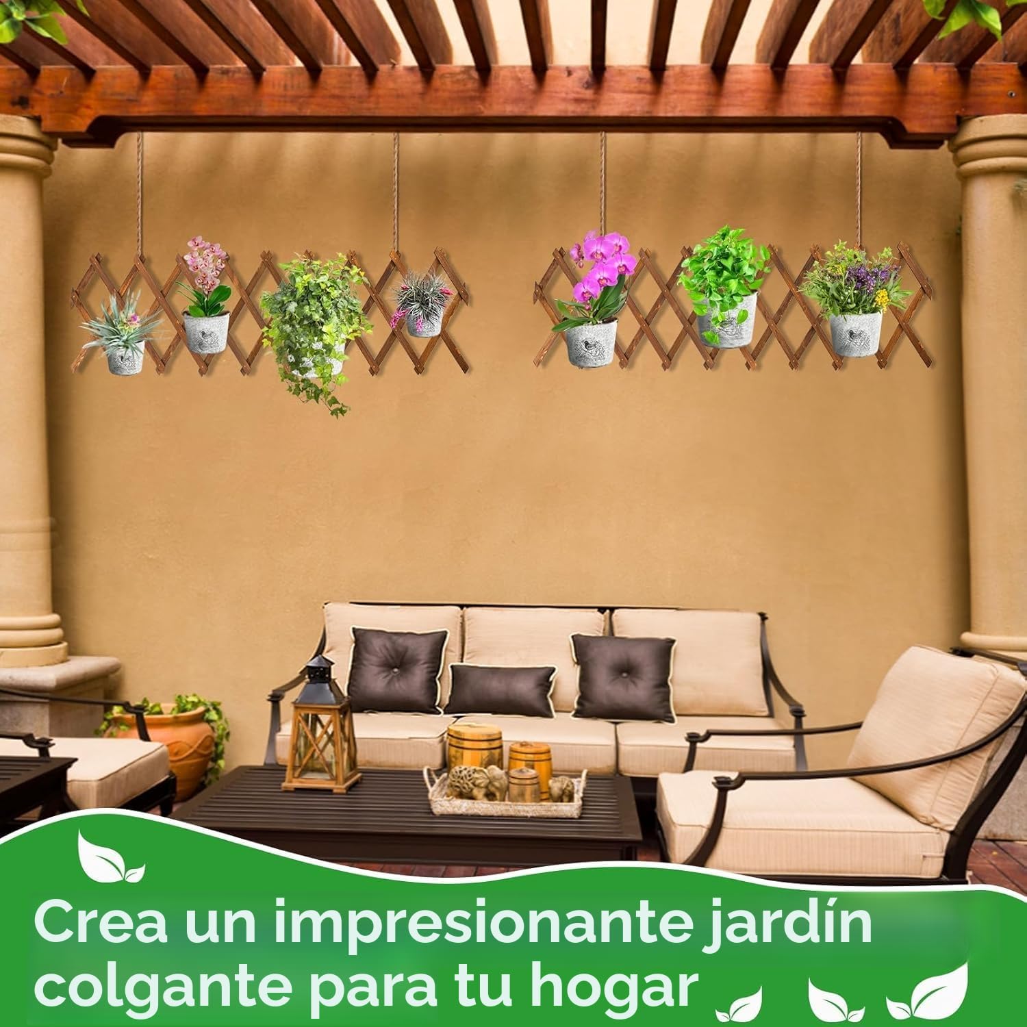 LATERN 2 Piezas Enrejado Extensible para Plantas, 180CM x 30CM Panel de Celosía de Madera Estante Vertical para Plantas Trepadoras Marco Colgante para Decoración de Pared para Habitación Jardín Patio