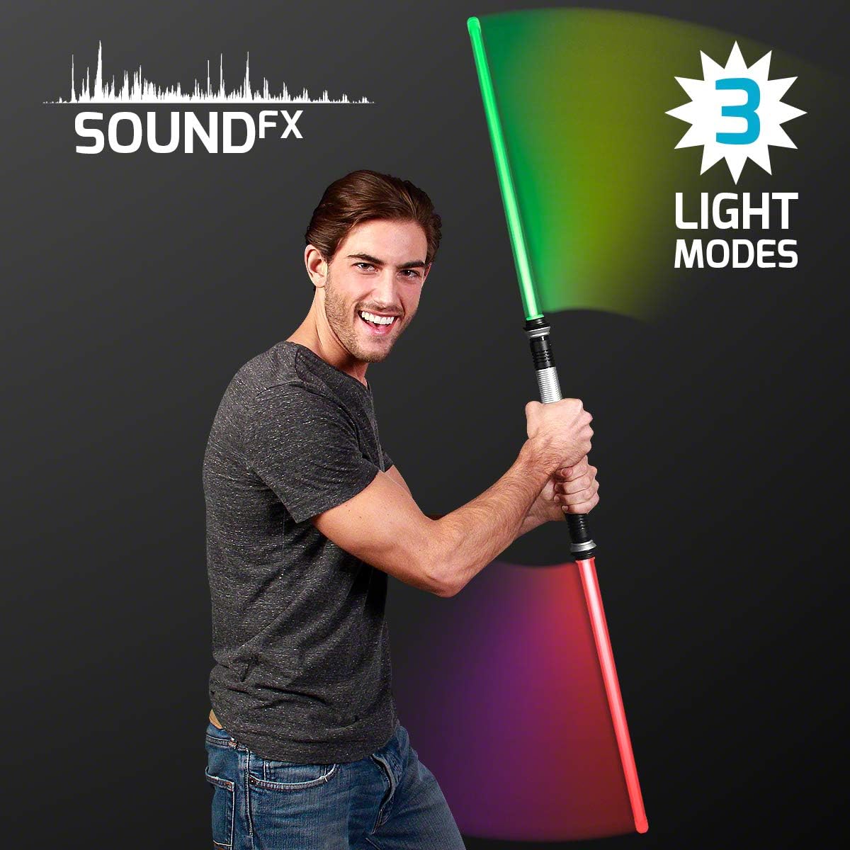 FlashingBlinkyLights Deluxe Double Sided Light Up Saber with Color Change Lights & Sound Effects (Set of 12)