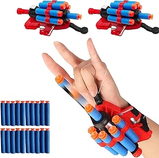 Web-Shooters, 2 Sets Spider Gloves Man Web Shooter Toy, Hero Launcher Wrist Toy with Spider Gloves Spider Hero Cosplay Costume Props Spider Shooters Kids Role Cosplay Toy