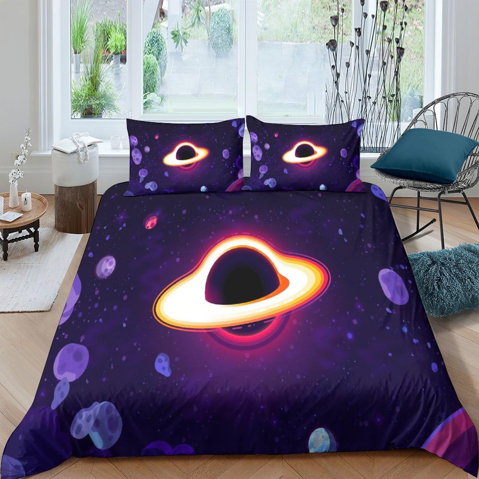 Housse de couette 3D trou noir respirante et lit super doux en microfibre