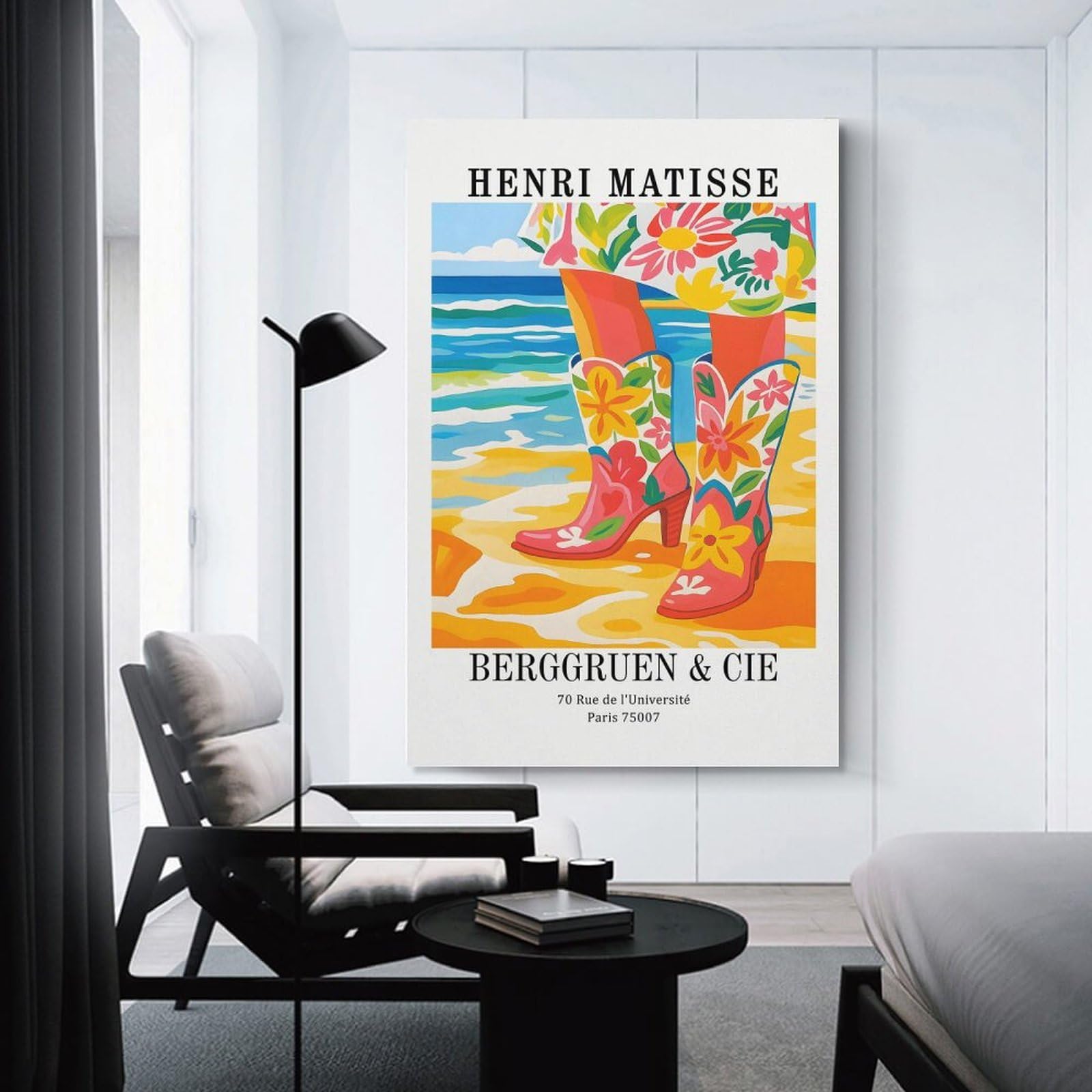 Junmoney Henri Matisse Floral Boots Beach Art Room Decor Wall Art 16x24inch(40x60cm), for Bedroom Walls, Guest Spaces Or Lounges, An Easy Wall Refresh for Bedrooms