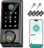 IRONZON 5-in-1 Smart Fingerprint Deadbolt: Keyless Keypad Door Lock with App, Auto-Lock, Black