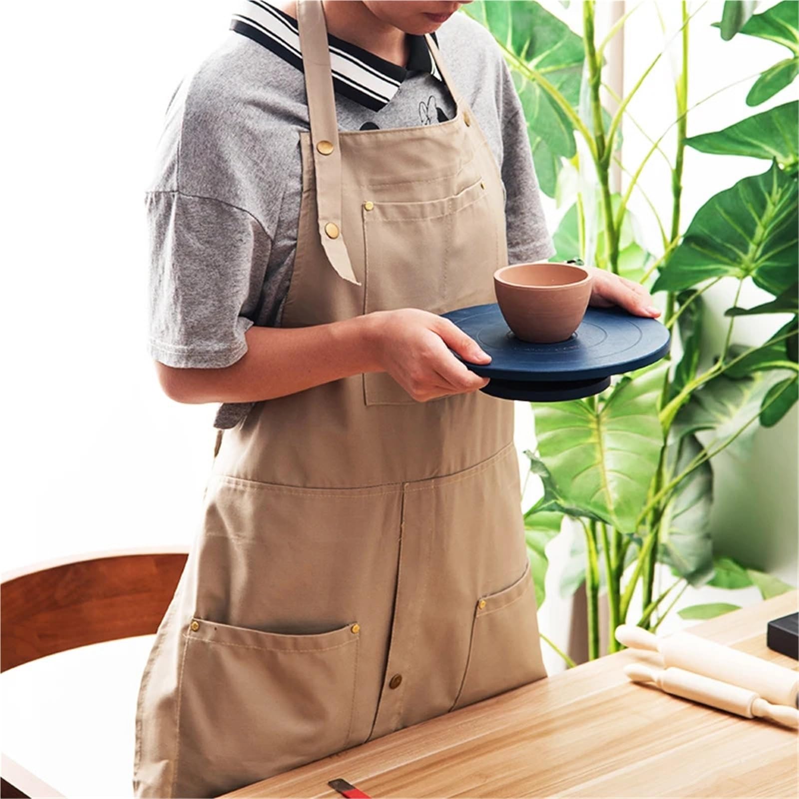 Töpferschürze Töpferschürze, DIY-Keramikskulpturen-Schürze, Schlamm aufnehmender Overall, ölbeständige Malschürze for Erwachsene, Leinwandschürze 137 x 64 cm