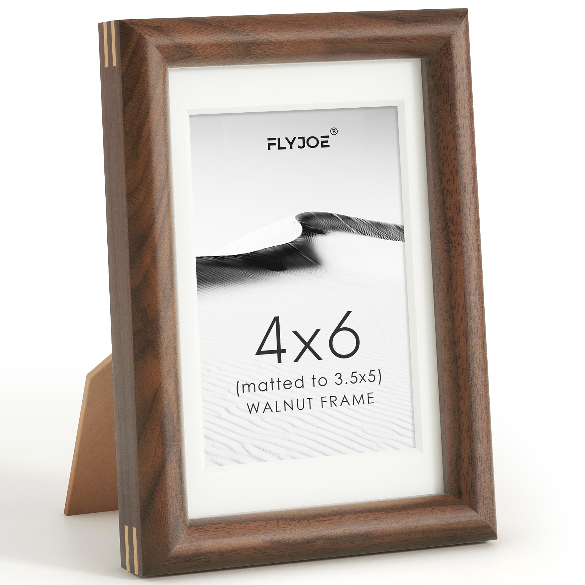 4x6 Picture Frame, Natural Solid Walnut Wood Photo Frame, Square Angle