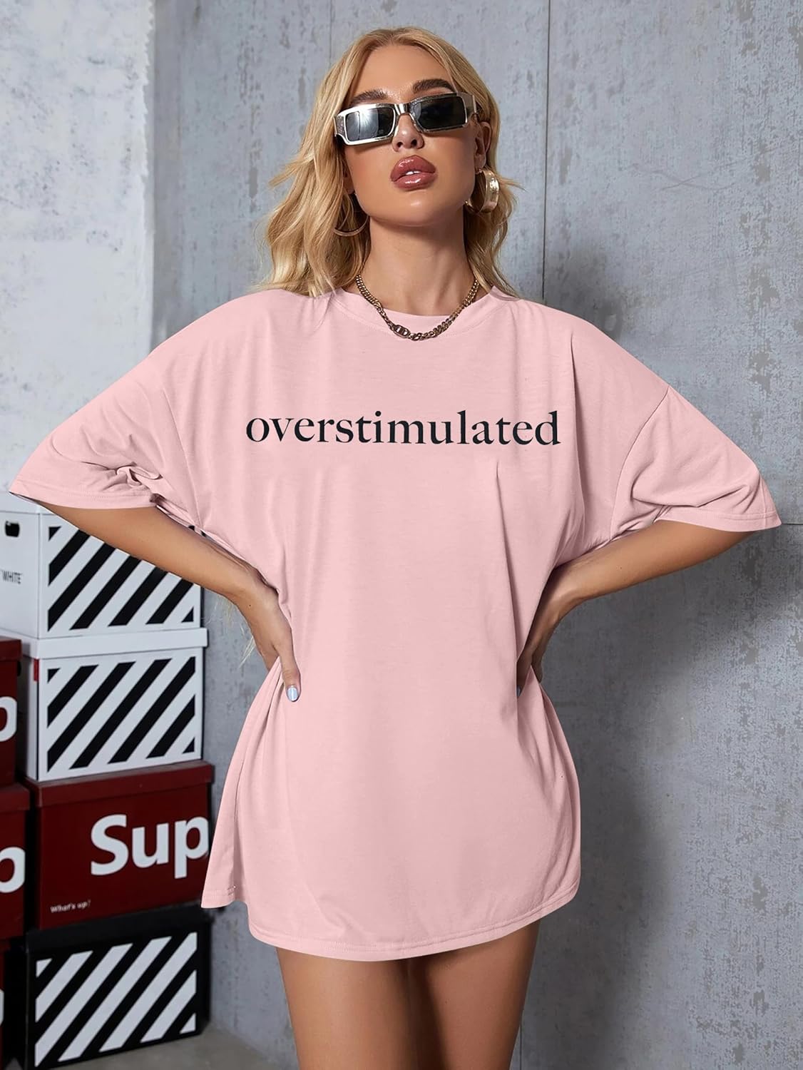 Overstimulated Shirt Women Mental Health Awareness T-Shirts Anxiety Tees Oversized Overstimulated Mom Short Sleeve Tops - Image 3