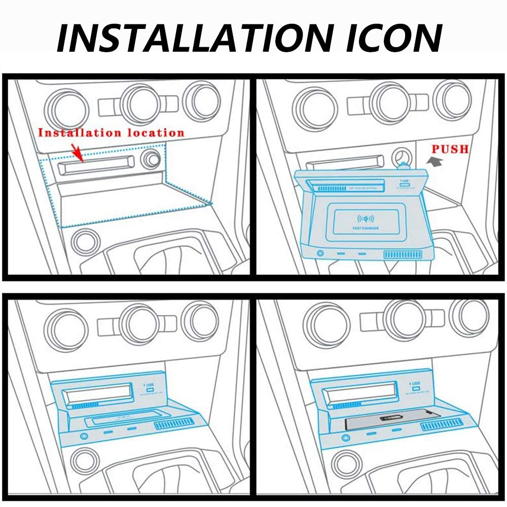 Cargador Inalámbrico Coche Auto para VW Tiguan 2018 2019 2020 Consola Central Accesorios Panel, 10W Carga Rápida Teléfono Cargador Almohadilla con QC3.0 USB Puerto per iPhone Samsung