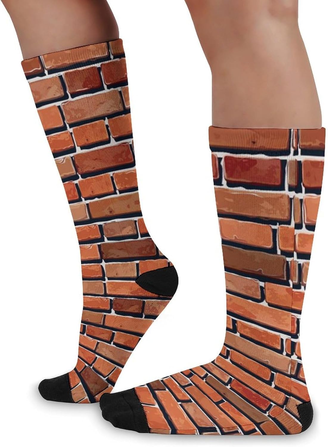 Red Brick Wall Knee High Socks Athletic Long Stockings Sport Casual Crew Tube Sock Boot 46cm