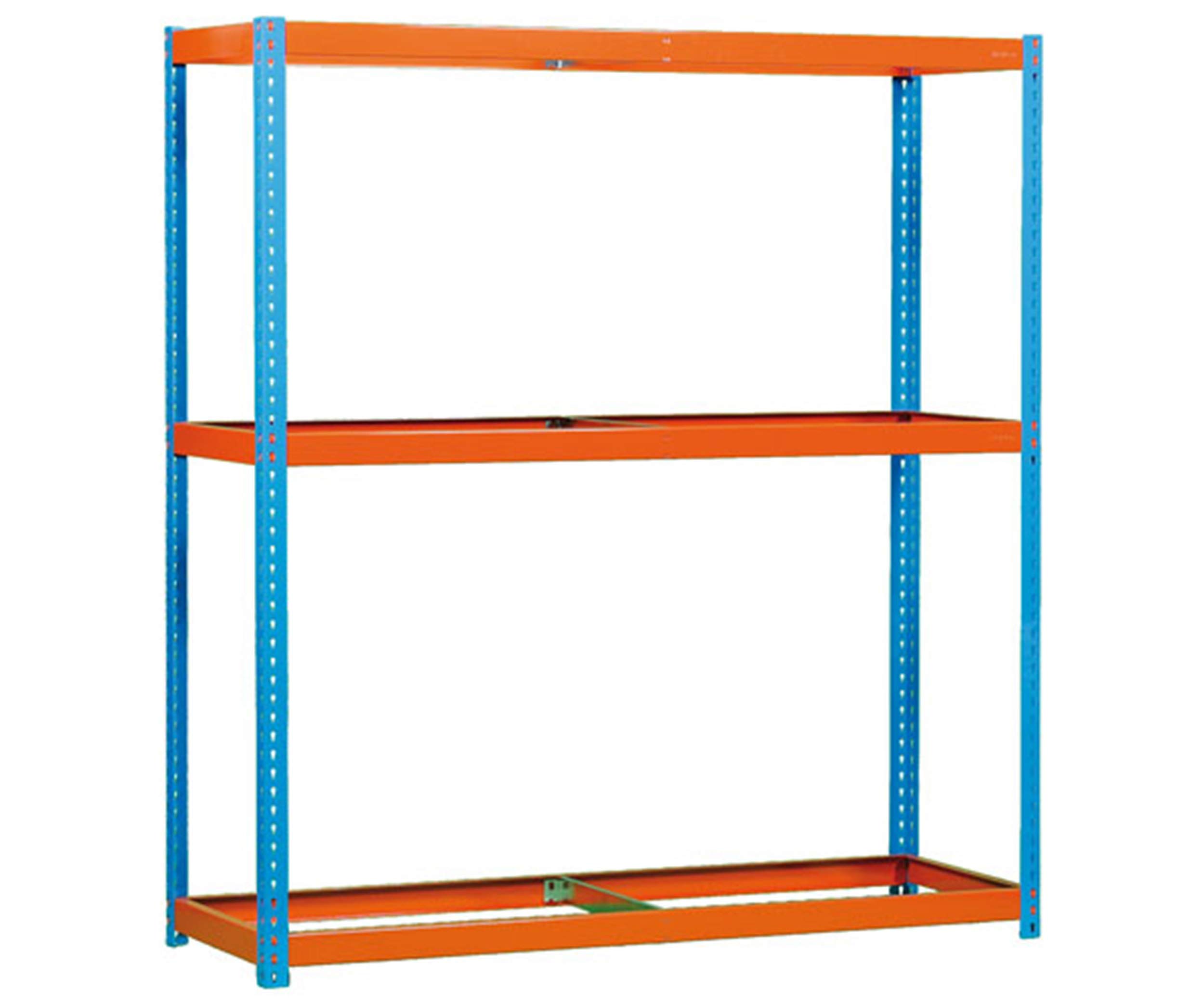 Estantería Industrial, 2000x1800x600 mm, 600 kg de Punto Flexión, 3 Niveles, Sin Baldas, Estantería Garaje, Azul/Naranja - Simonforte