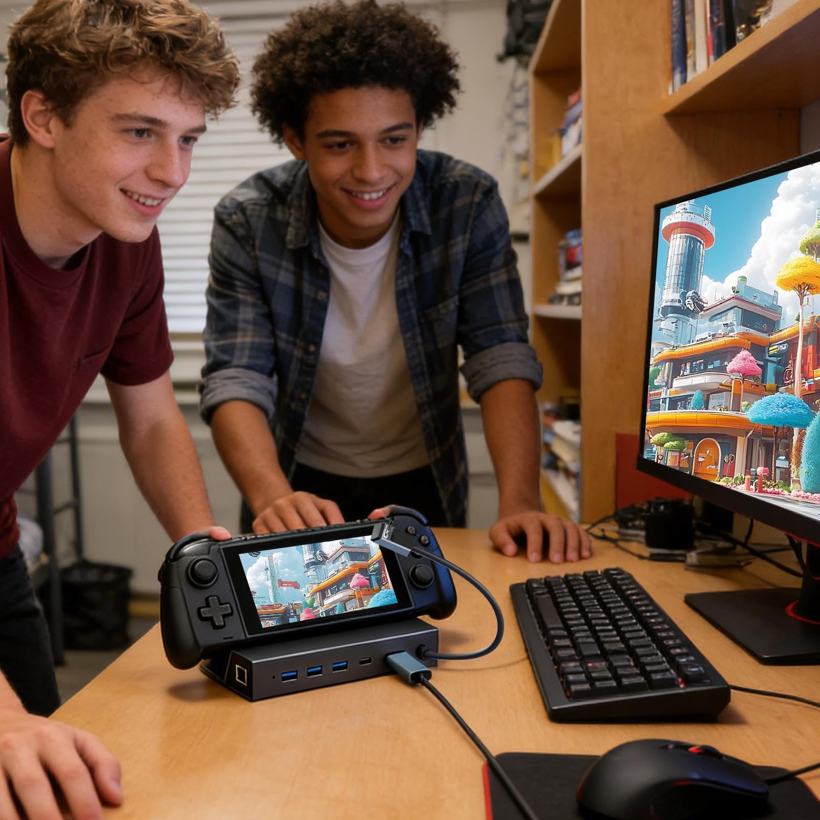 Dock TV Station Multifunzione per Console di o Trasmissione Dati | Hub Espansione per Videogiochi Per Bambini Adulti Viaggiatori Giocatori Casa Viaggio Camera Da Vacanza Hotel Dormitorio