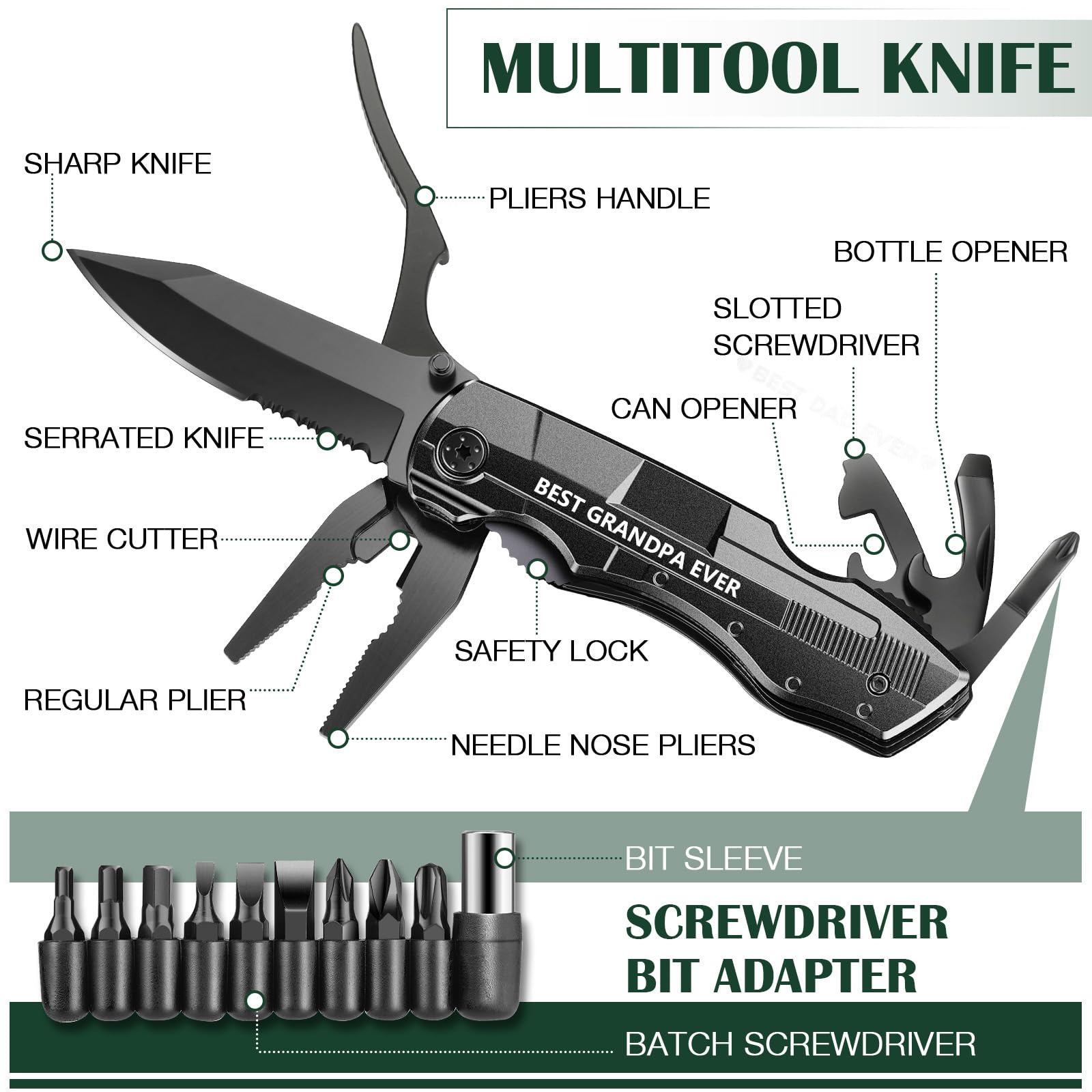 Gifts for Grandpa from Granddaughter Grandson,Fathers Day Birthday Christmas Grandpa Gifts,Multitool Knife 