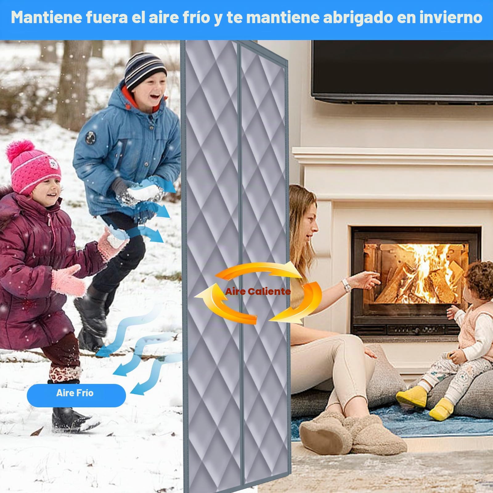 Cortina magnética para puerta, cortina de puerta de algodón engrosada, cálida, a prueba de viento e insonorización, aislamiento en invierno, cálida en invierno y fresca en verano (80 x 205 cm)