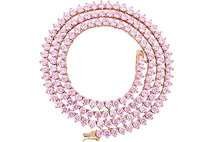 1 Row Pink Tennis Necklace And Bracelet Set