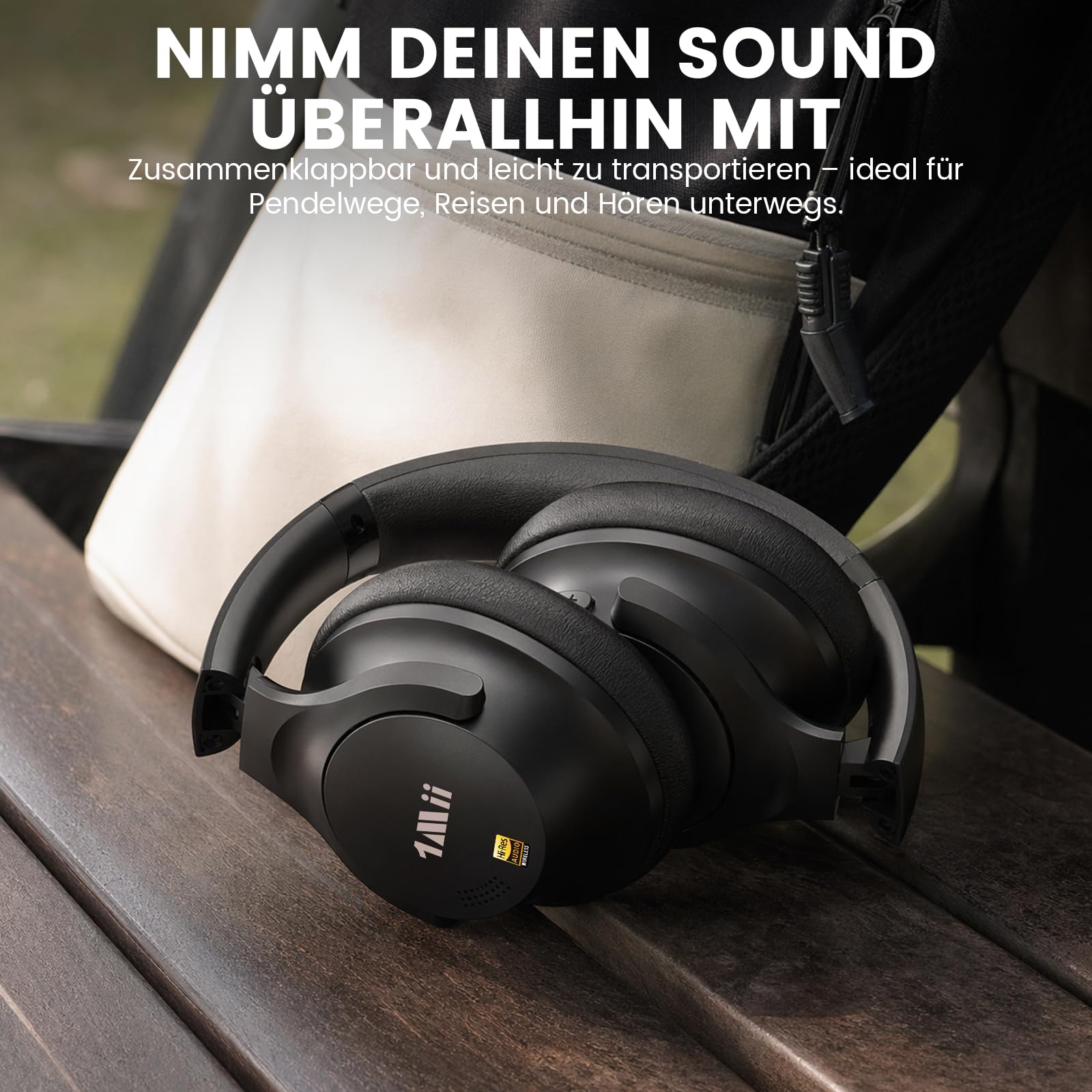 1Mii Y8+ Hybrid Active Noise Cancelling Kopfhoerer Over-Ear Bluetooth 6.0 Kopfhörer Kabellos mit 100h Spielzeit, Faltbar Bequemer, LDAC Hi-Res Audio, EQ via App, für Reisen und Flugzeug, Schwarz | Hybrid ANC, 100h Spielzeit, komfortabel, LDAC Hi-Res Audio