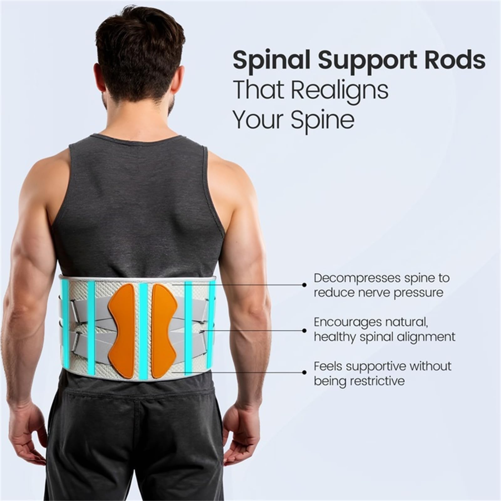 Therapy Support Belt Cintura riscaldante elettrica lombare 115x23 cm con 5 livelli di calore e 3 modalità massaggio fascia riscaldante per schiena spalle addome unisex