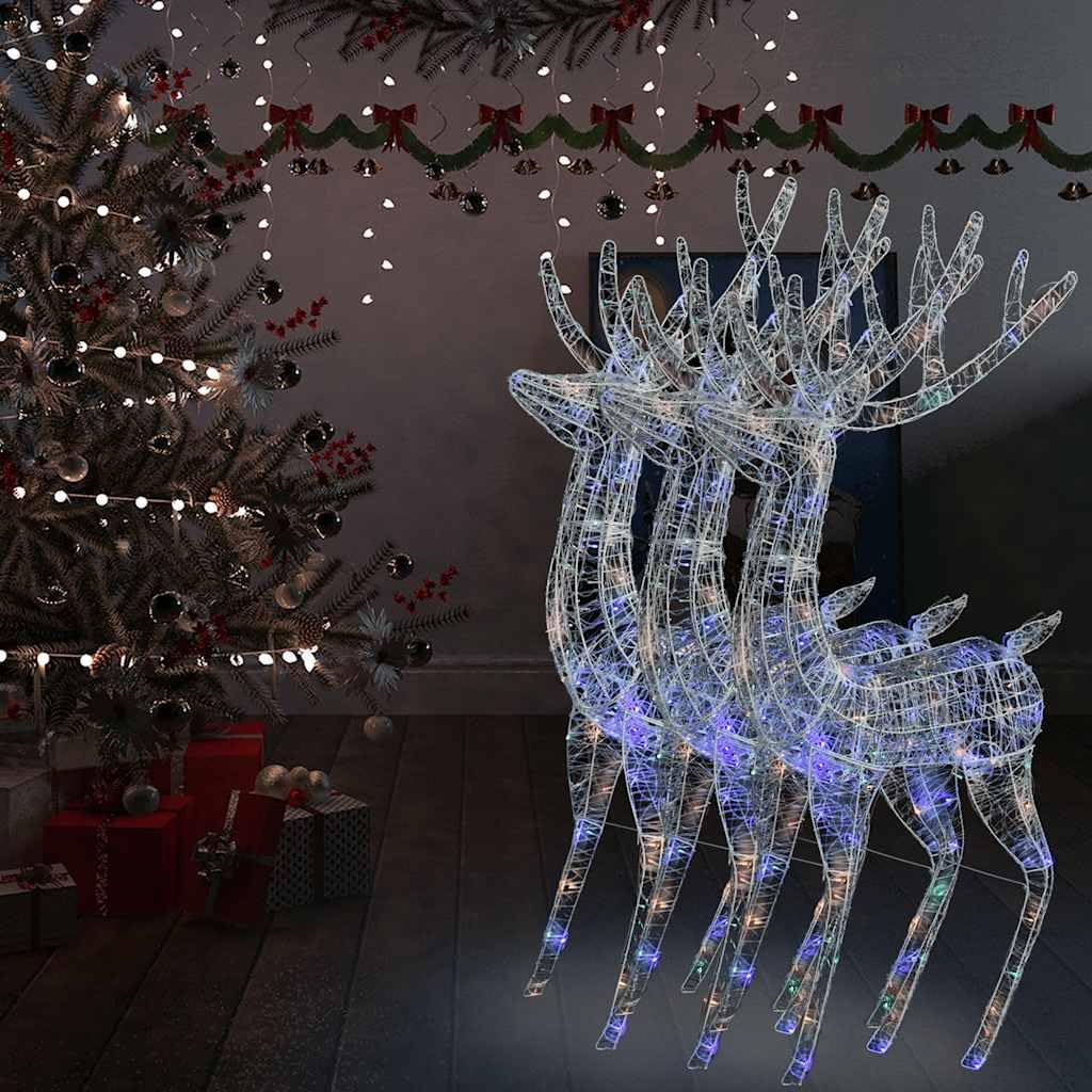 XXL Rentiere Weihnachtsdekoration Acryl mit 250 LED, 3 Stück, 180 cm Höhe, wetterbeständig, USB-Anschluss, 8 Lichtmodi, für Garten, Balkon, Terrasse, Innen und Außenbereich
