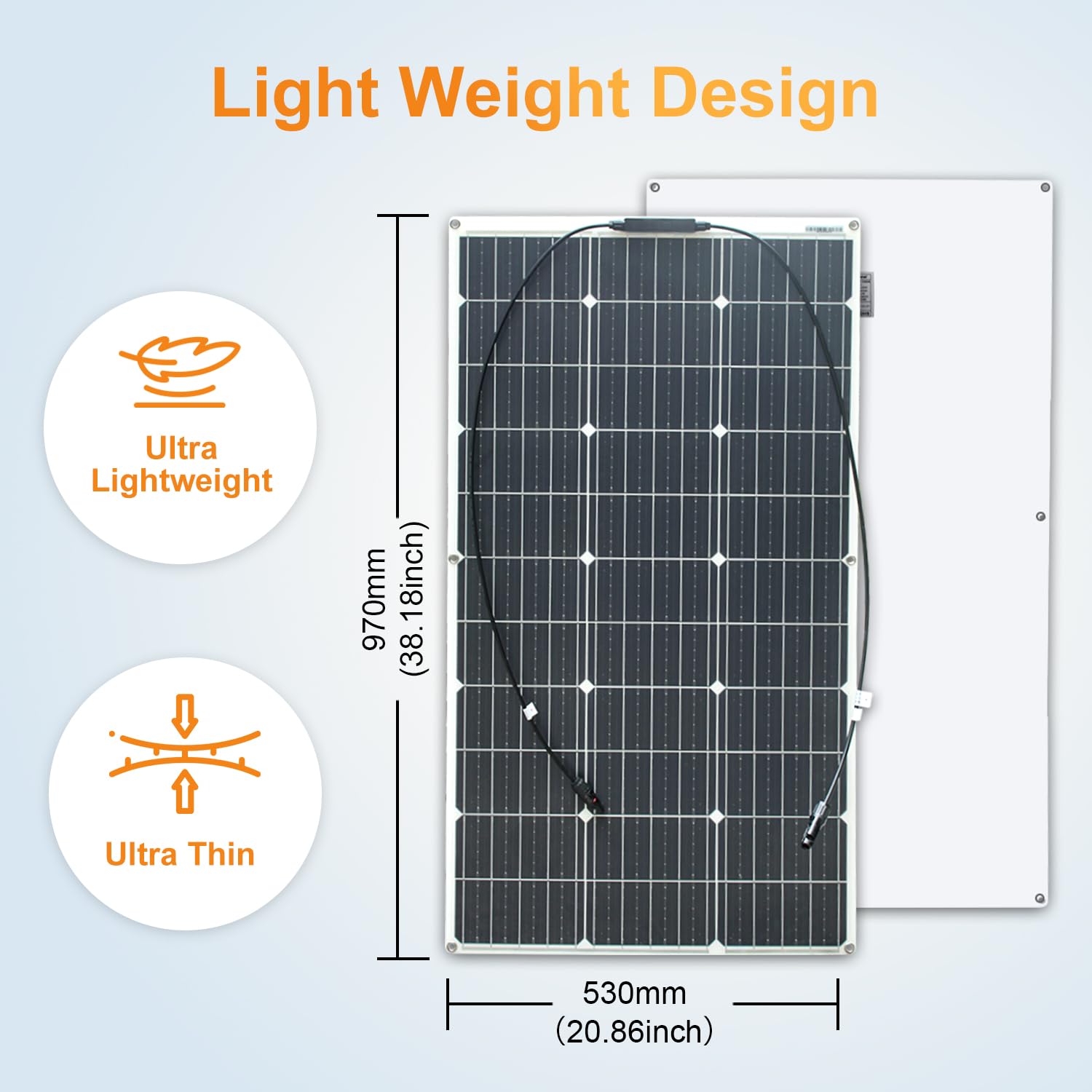 100W 12V Flexible Monokristalline Solarpmodul – Hohe Effizienz Solarpanel für Wohnmobile, Wohnwagen, Boote, Vans & Autodächer, 12V-Batterieladung
