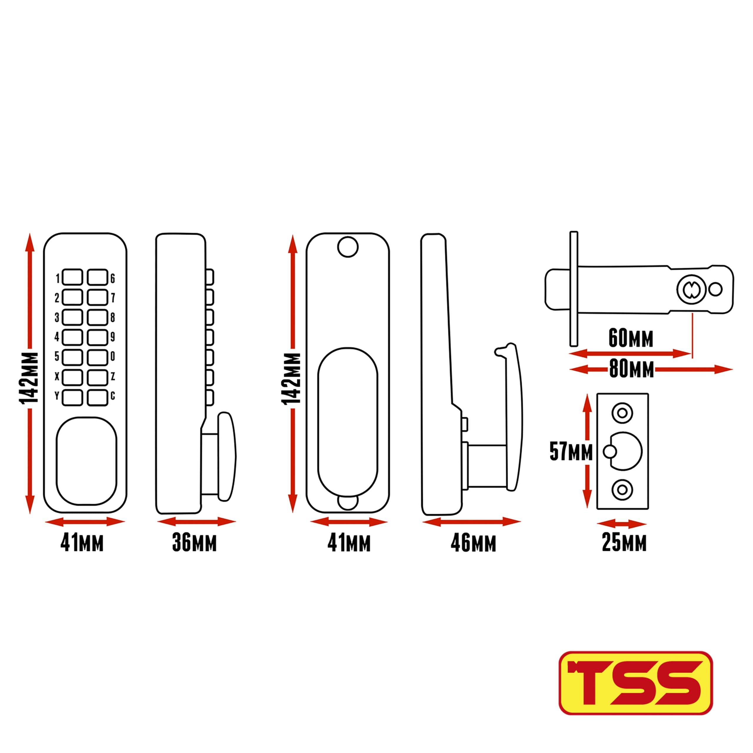 TSS Digital Door Lock with 14 Button Combination and Holdback Feature, Weather Resistant Code with 3-7 Digit Length - Image 3