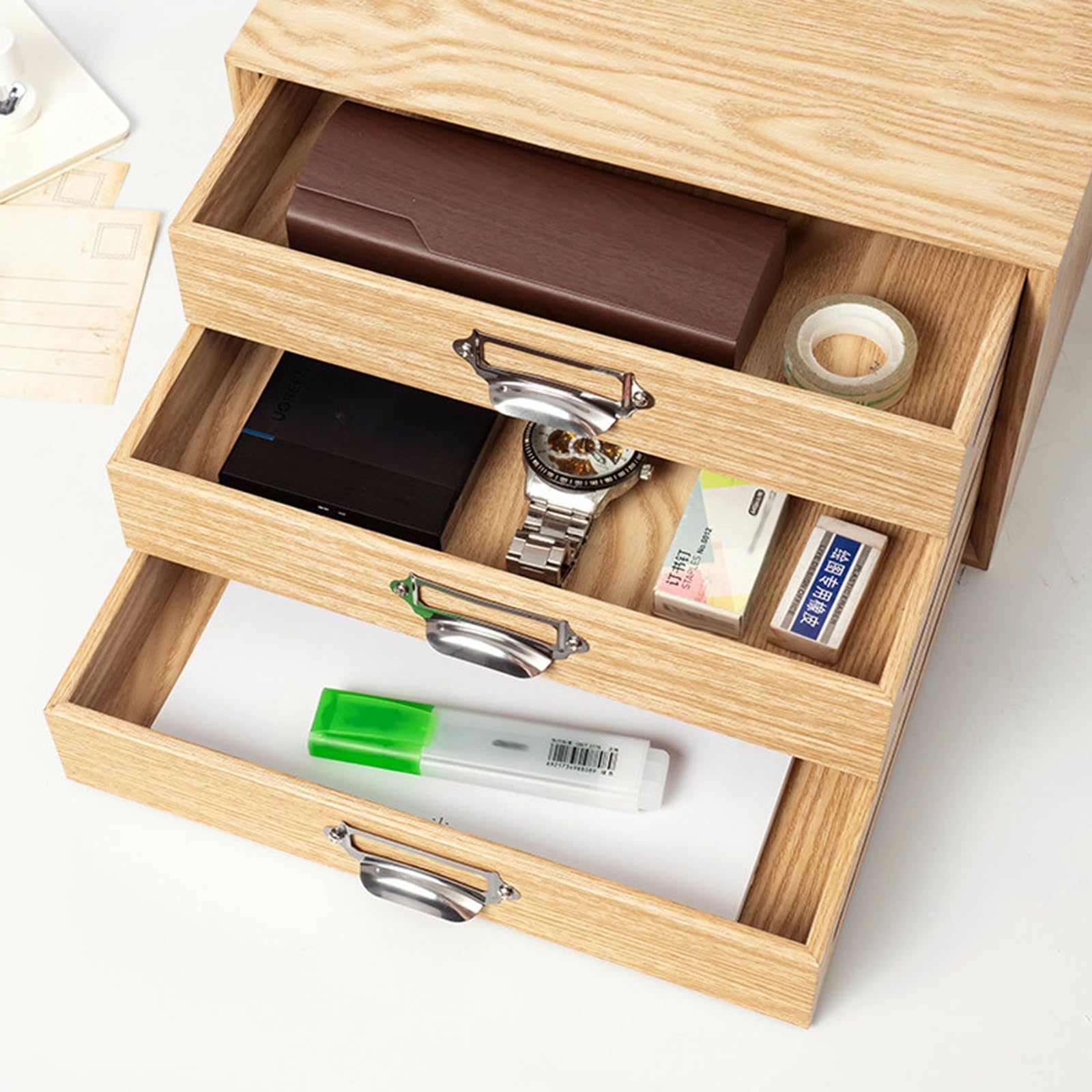 Schreibtisch-Aktenschrank Aus Holz Für Bürobedarf, Küchenutensilien, Aufbewahrung, Zuhause, Klassenzimmer(Natural Wood Color)