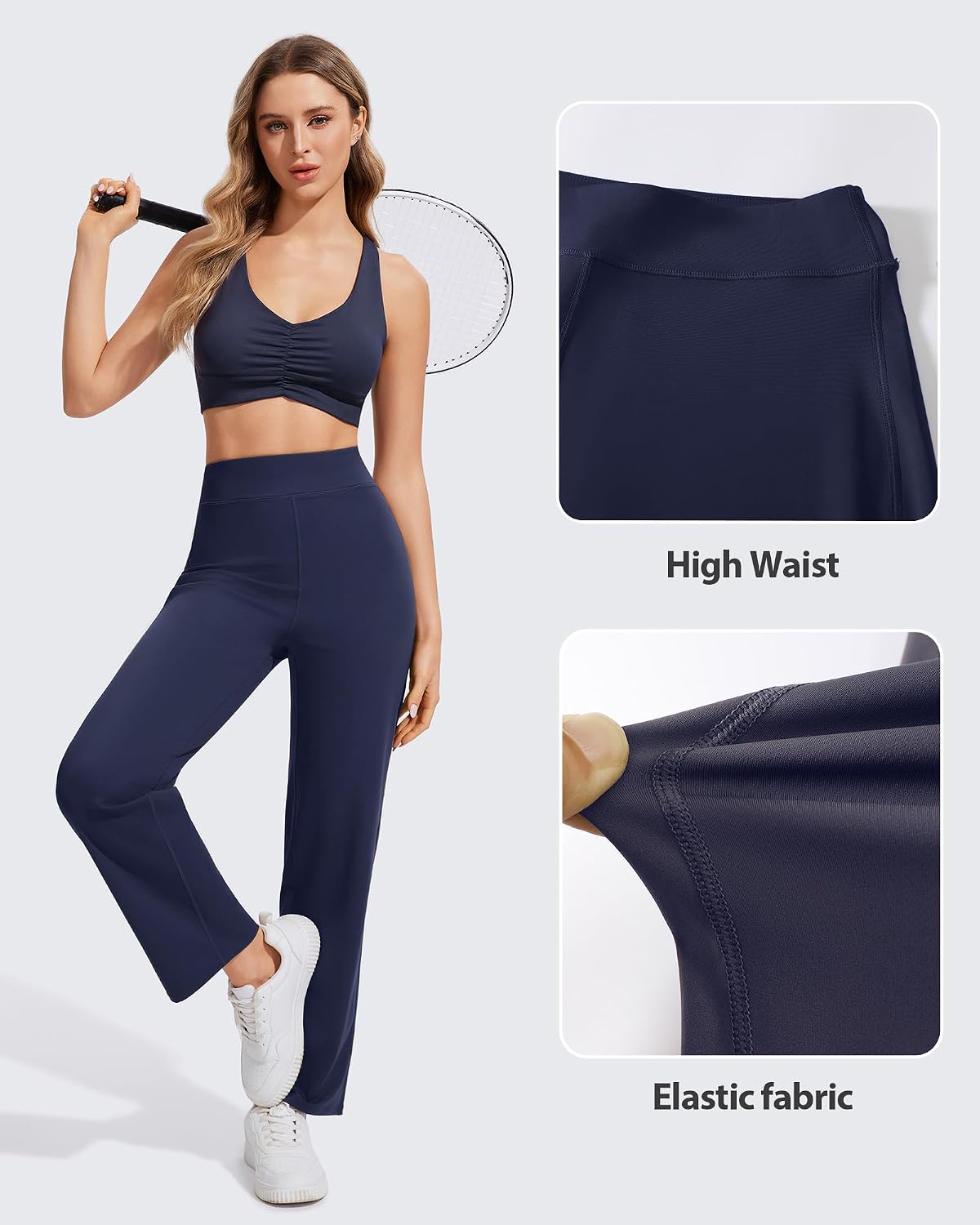 Straight Wide Leg Yoga Pants for Women High Waist Loose Stretch Athletic Work Pants Casual Lounge