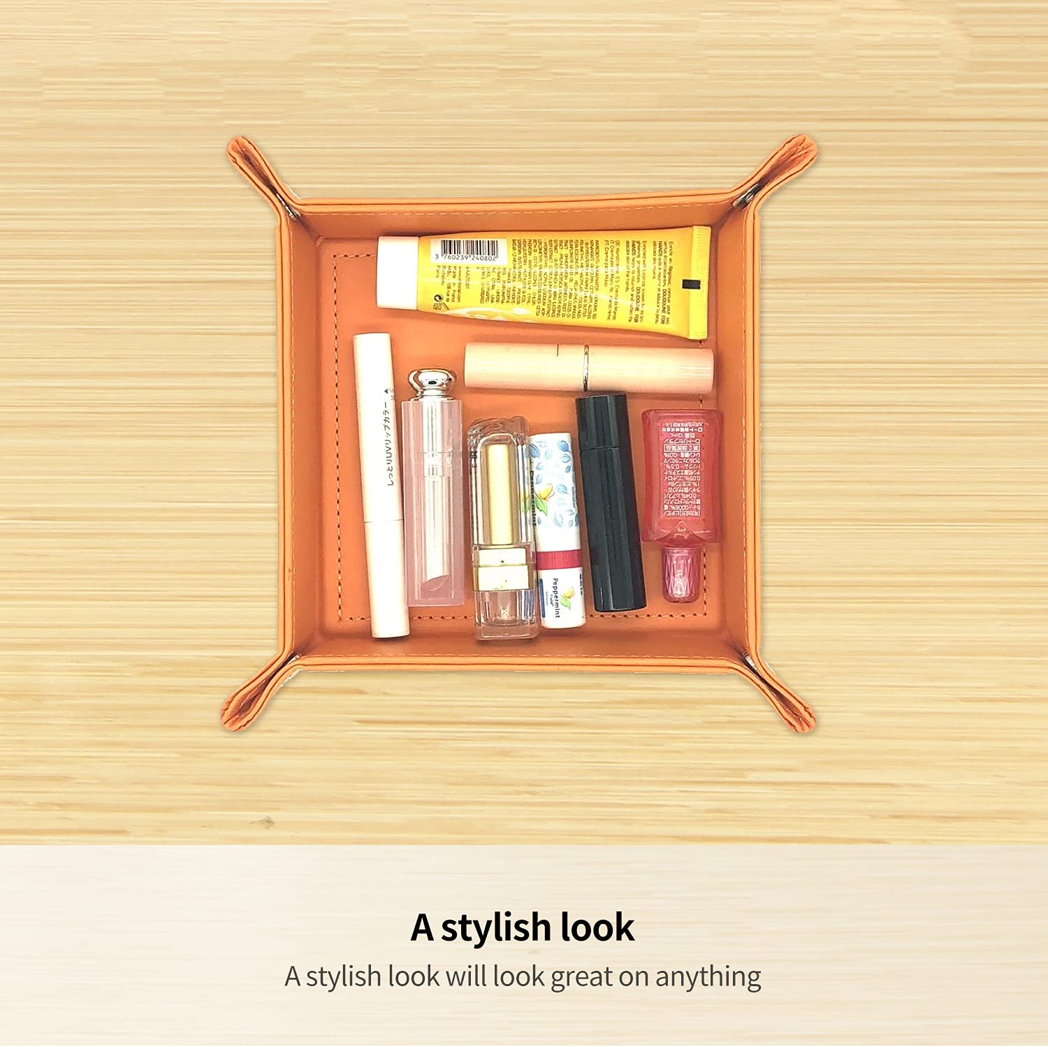 YAPISHI Key Dish Bowl for Men, Entryway Catchall Holder Bedside Table Valet Tray for Pocket Stuff, PU Leather Nightstand Organizer for Dice/Coins/Wallet/Watch/Rings/Sunglasses, Dresser/Coffee Table