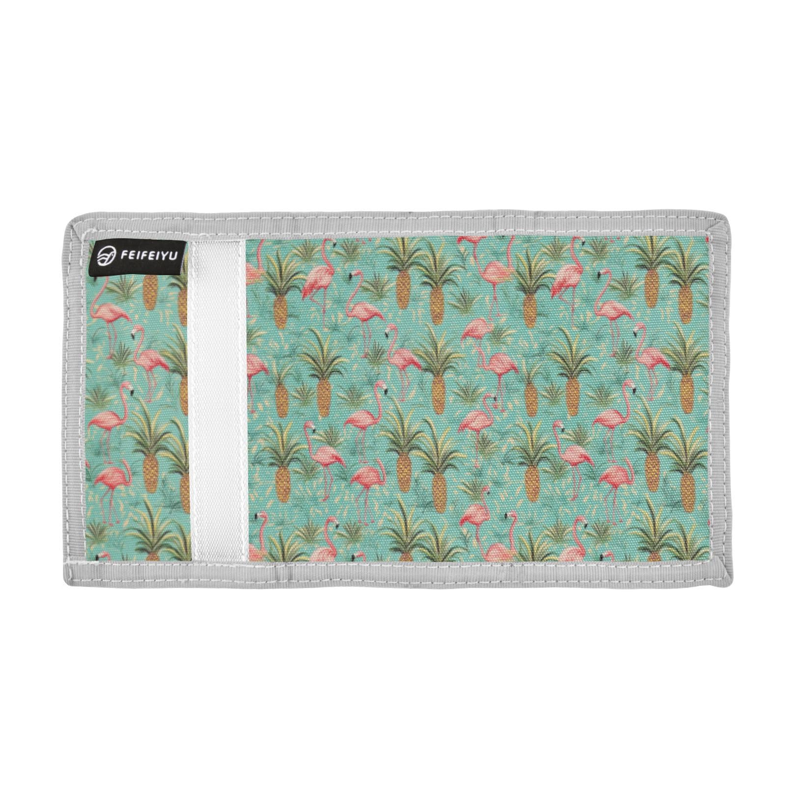 Wusikd Pink Flamingos Pineapples Kids Wallet for Boys Girls Palm Leaves Toddler Trifold Wallet Novelty Wallet for Teens Women Men