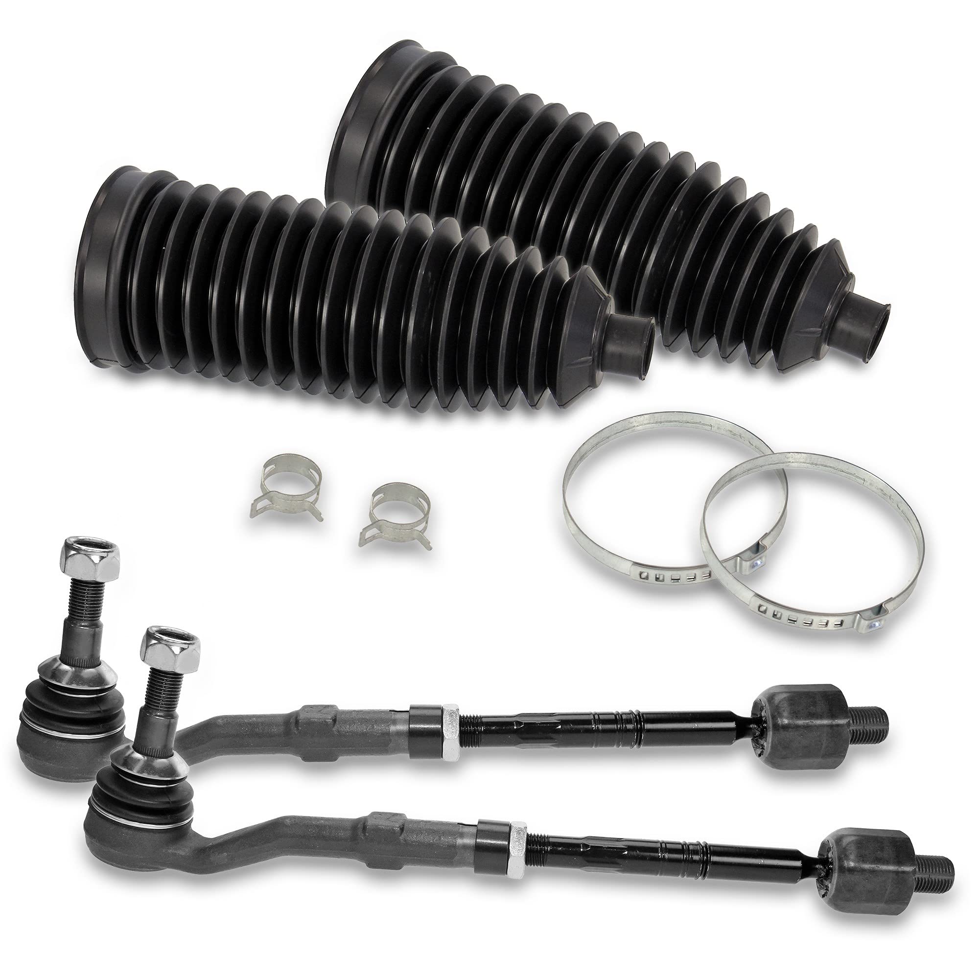 BESTPRICE 2x tirante incl. estremità del tirante anteriore sinistra e destra, 2x set di cuffie sterzo MEYLE Compatibile con BMW Serie 5 (E60), Serie 5 Touring (E61), Serie 6 (E63)