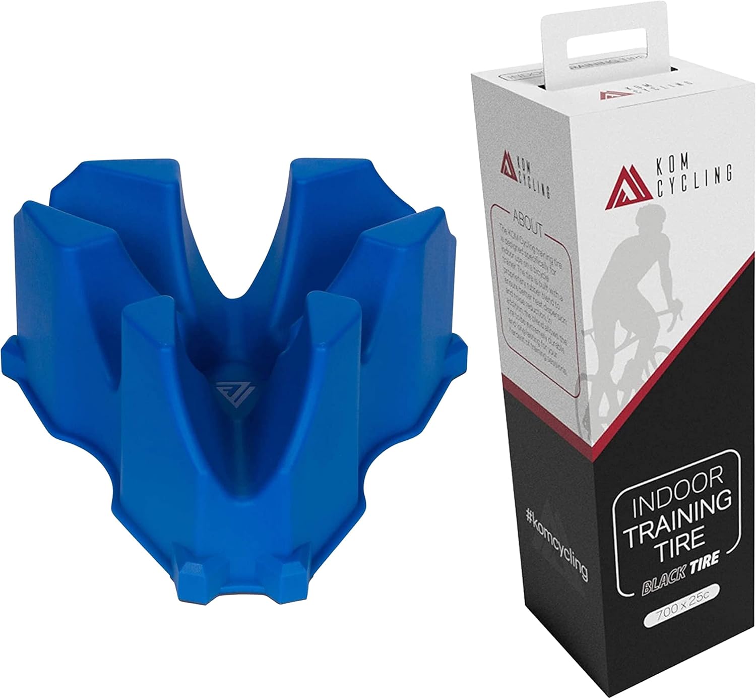 KOM Cycling Indoor Trainer Front Wheel Riser Block and Indoor Road Bike Trainer Tire Bundle Set