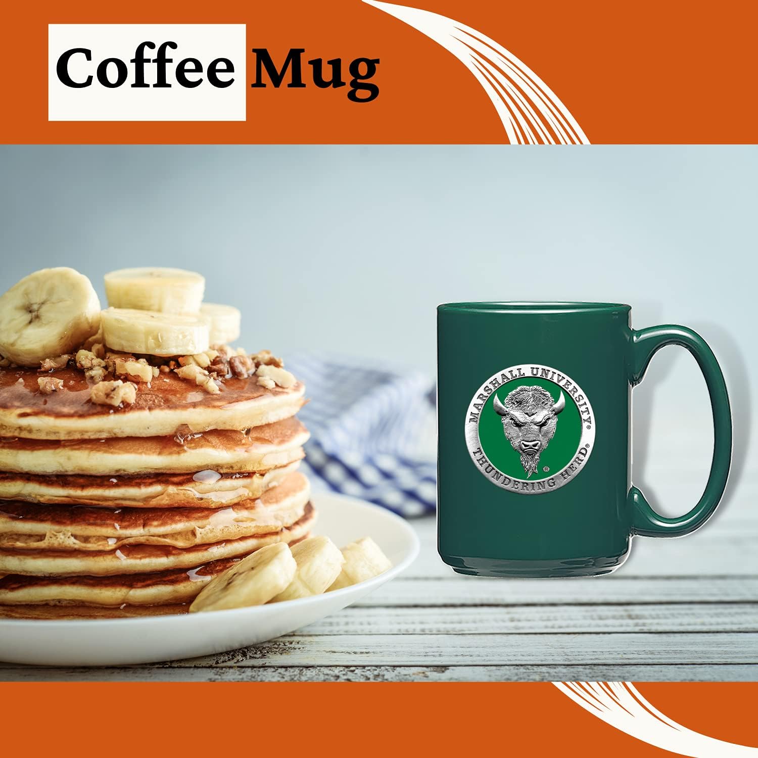 Heritage Pewter Marshall University Thundering Herd 15 oz. Coffee Mug | Mug for Coffee, Beverages | Intricately Crafted Metal Pewter Inlay